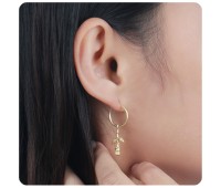 Gold Plated A Rose Silver Hoop Earring HO-1678-GP